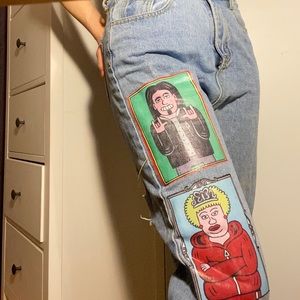 Straight jeans with leg print